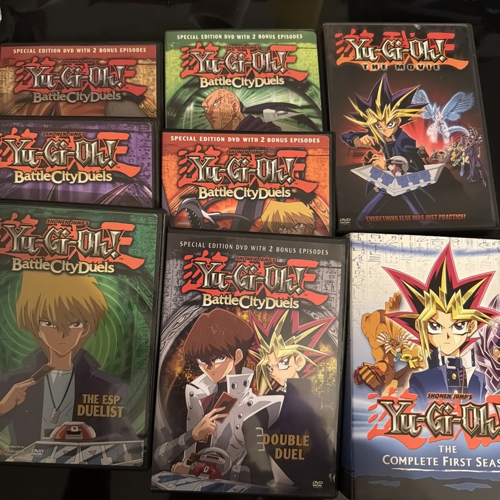Yu-Gi-Oh DVD Lot Set of 8 Battle City Duels Vol 1,3,5-7,9, The Movie, & Season 1
